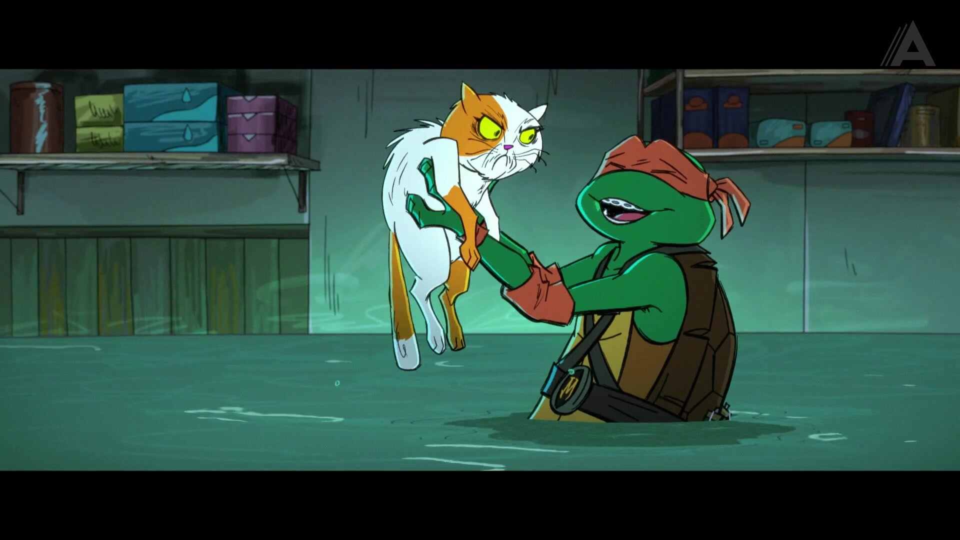Splinter and April Fight a Goldfish